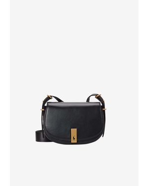 Ralph Lauren Mini Polo Id Saddle Leather Crossbody - Black