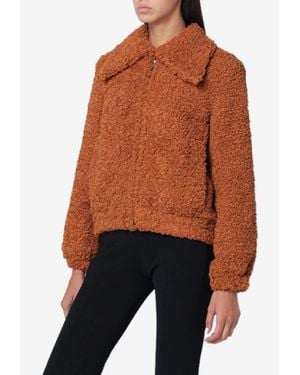 Patou Faux-Fur Zip-Up Jacket - Orange