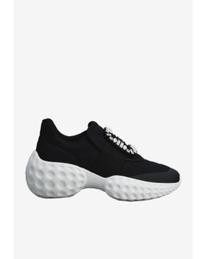 Roger Vivier Viv' Run Light Crystal Embellished Buckle Sneakers - Black