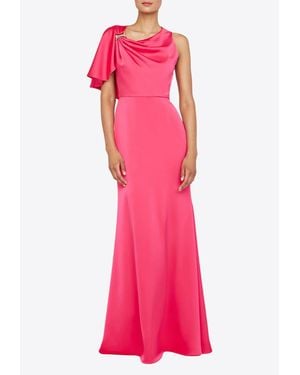 THEIA Darcie Flutter One-Shoulder Gown - Pink