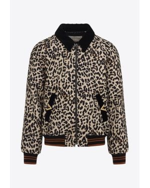 Valentino Leopard Print Bomber Jacket - Black