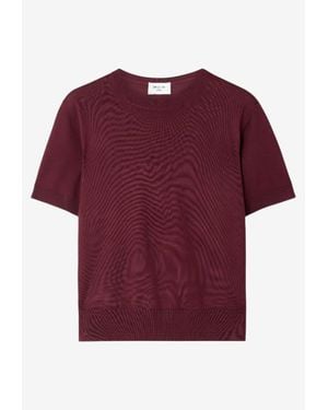 Saint Laurent Knitted Cashmere And Silk Top - Red