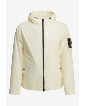 Stone Island Crinkle Nylon Windbreaker Jacket - Natural