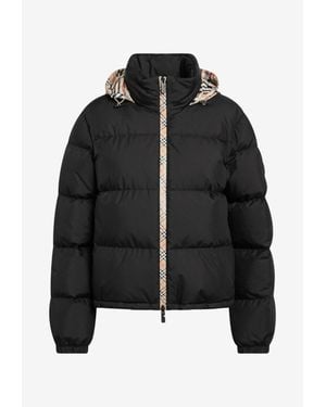Burberry Check-Trimmed Puffer Jacket - Black