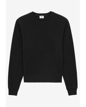 Saint Laurent Cassandre Embroidered Sweatshirt - Black
