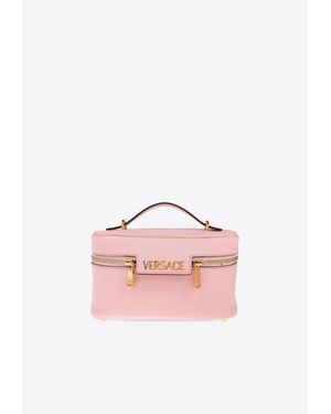 Versace Logo Tag Leather Vanity Bag - Pink