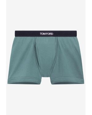 Tom Ford Logo-Waistband Boxers - Blue