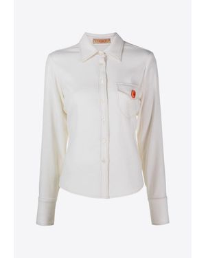Cormio Katy Pin Badge Long-Sleeved Shirt - White