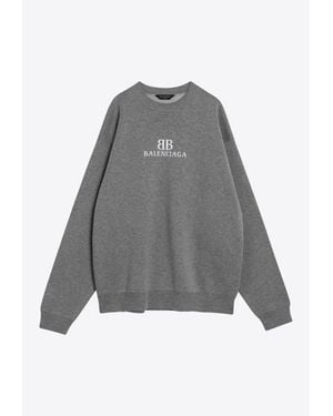 Balenciaga Bb Logo Crewneck Sweatshirt - Gray