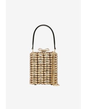 Self-Portrait Mini Crystal-Embellished Handbag - Metallic