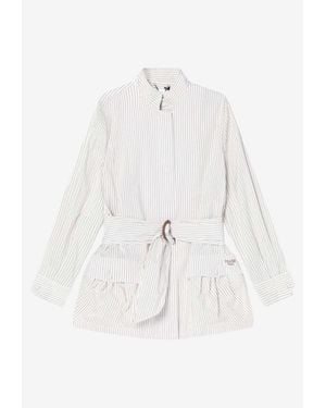 Fendi Striped Belted Shirt - White