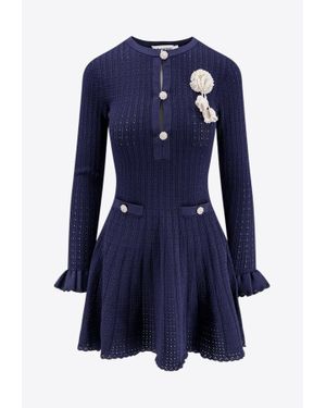 ワンピース SELF PORTRAIT Perforated knit short dress Self-Portrait Perforated Knit Mini Dress in Red | Lyst