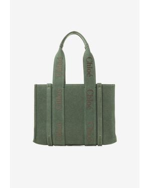 Chloé Medium Woody Tote Bag - Green