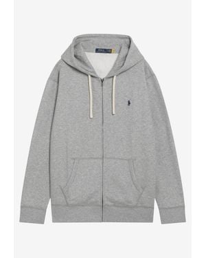 Polo Ralph Lauren Zip-Up Hooded Logo Sweatshirt - Gray