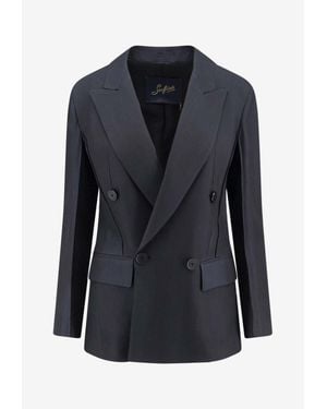 The Seafarer Carmen Double-Breasted Silk-Blend Blazer - Black