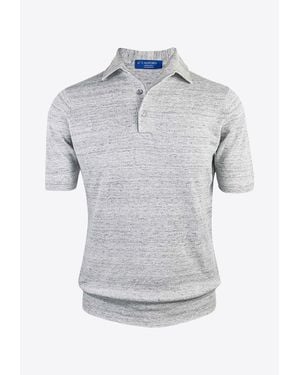 Caldoro Linen-Blend Polo T-Shirt - Grey