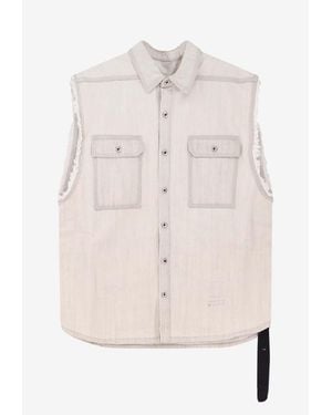 Rick Owens Fringed Denim Vest - Natural
