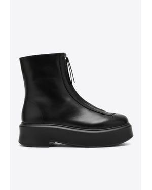 The Row Zipped Ankle Boots - Black