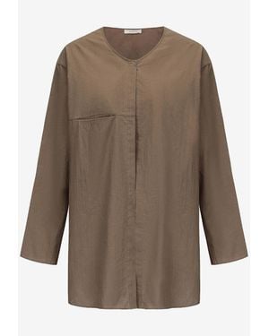 Ruohan Gili Wrinkled Long-Sleeved Blouse - Brown