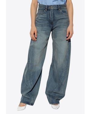 Versace Vintage- Effect Boyfriend Jeans - Blue