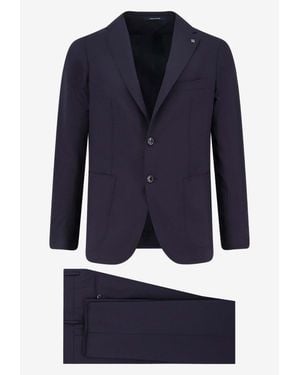 Tagliatore Single-Breasted Wool Suit With Removable Iconic Pin - Blue