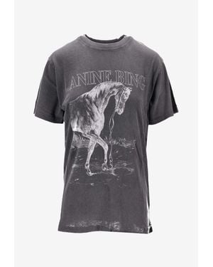 Anine Bing Lili Horse Print T-Shirt - Grey