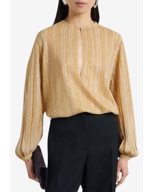 Missoni Cut-Out Lamé Striped Blouse - Black