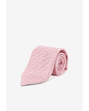 Kiton Geometric Print Silk Tie - Pink