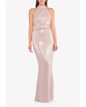 Rachel Gilbert Inga Sequined Floor-Length Gown - Natural