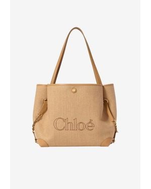 Chloé Clover Raffia-Effect Tote Bag - Natural