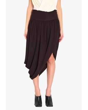 Alaïa Twisted Asymmetric Midi Skirt - Black