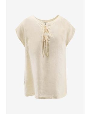 Aspesi Lace-Up Crewneck Blouse - Natural