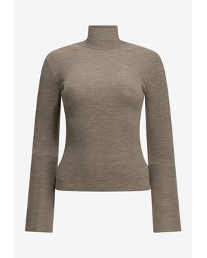 Max Mara Cavallo Virgin Wool Turtleneck Sweater - Natural