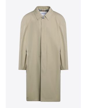 Burberry Embroidered Buttoned Overcoat - Natural