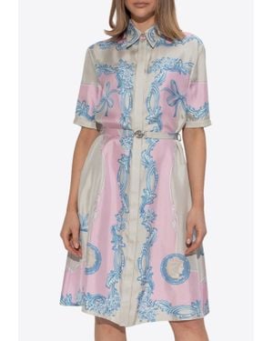 Versace Cameo Silk Shirt Dress - White