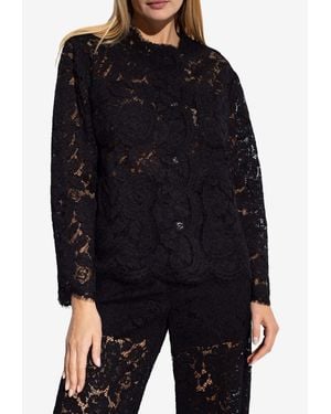 Dolce & Gabbana Single-Breasted Lace Blazer - Black