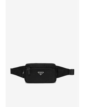 Prada Logo-Plaque Fanny Pack - Black