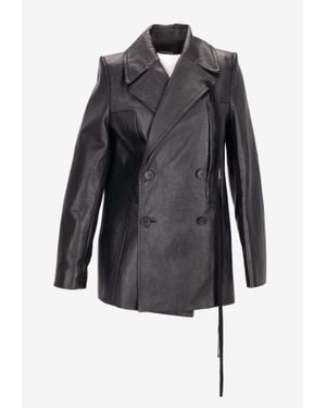 Ann Demeulemeester Helen Double-Breasted Leather Jacket - Black