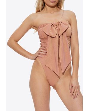 Zimmermann Bow Draped One-Piece Swimsuit - Pink