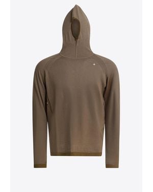 Stone Island Wool-Blend Hooded Sweater - Brown