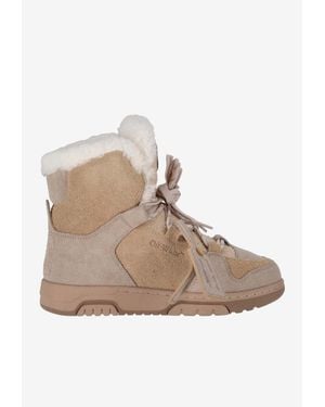 Off-White c/o Virgil Abloh Shearling Suede Snow Boots - Natural