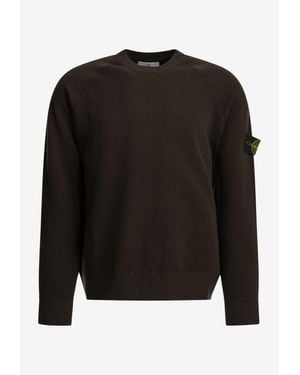 Stone Island Logo-Embroidered Crewneck Sweater - Black