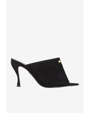 Balenciaga City 95 Asymmetric Draped Suede Mules - White
