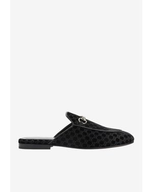 Gucci Princetown Horsebit Velvet Mules - White