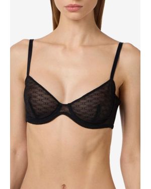 Elisabetta Franchi Monogram Transparent Bra - Black