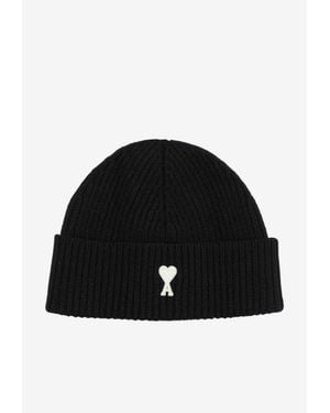 Ami Paris Ami De Coeur Beanie - Black