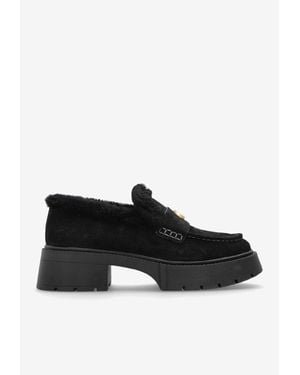COACH Leah Suede Platform Loafers - Black