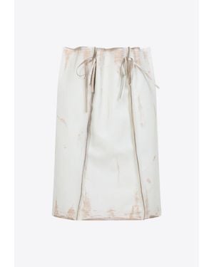Prada Knee-Length Leather Skirt - White