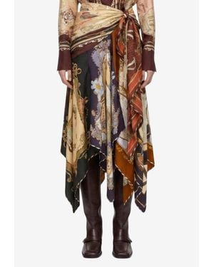 Zimmermann Valiant Printed Midi Scarf Skirt - Black