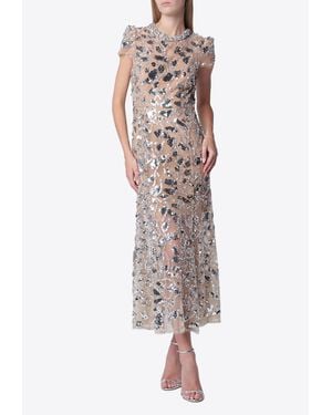 Self-Portrait Sequin Embellished Midi Dress - Metallic